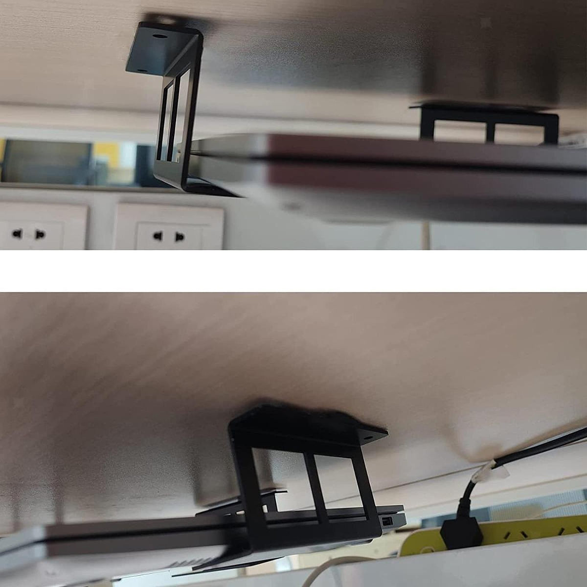 Under Desk Laptop Mount Brackets Stand Set Universal Shelf with 6 Screws Easy to
