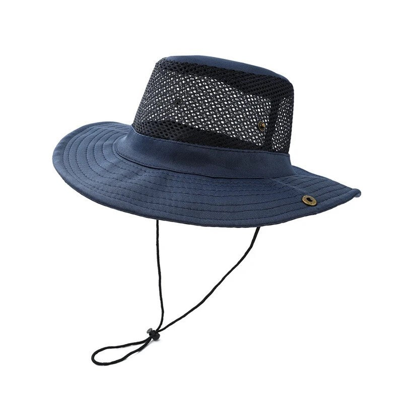 Men's Sun Cap Mesh Breathable Sun Hat Large Brim Outdoor Visors Fisherman Hats