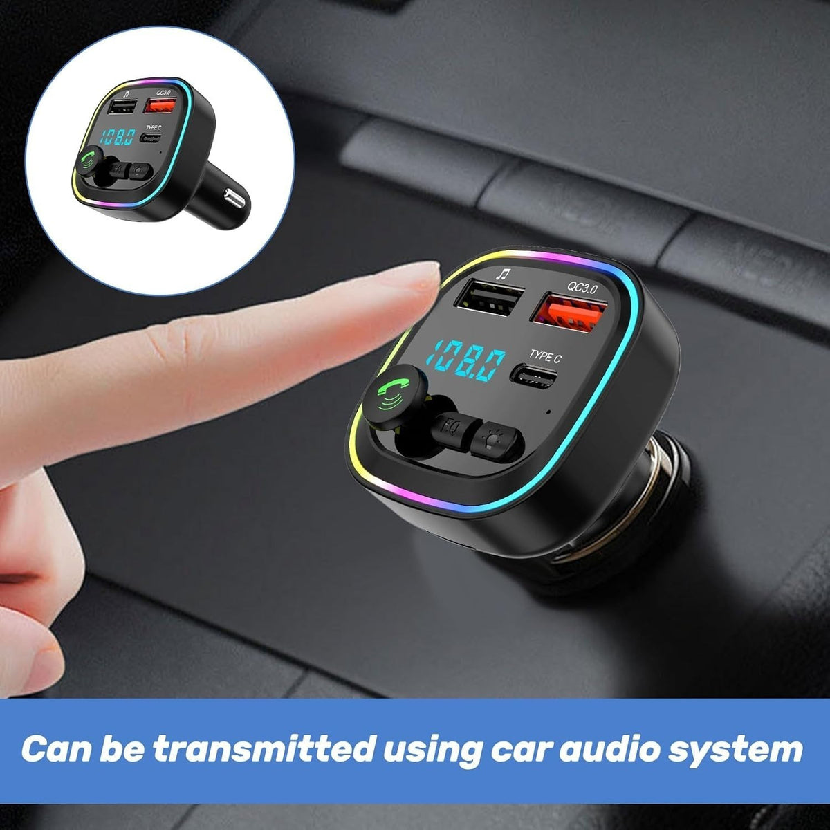 Car Charger Bluetooth 5.0 Wireless FM Transmitter MP3 Player USB PD Fast Adapter