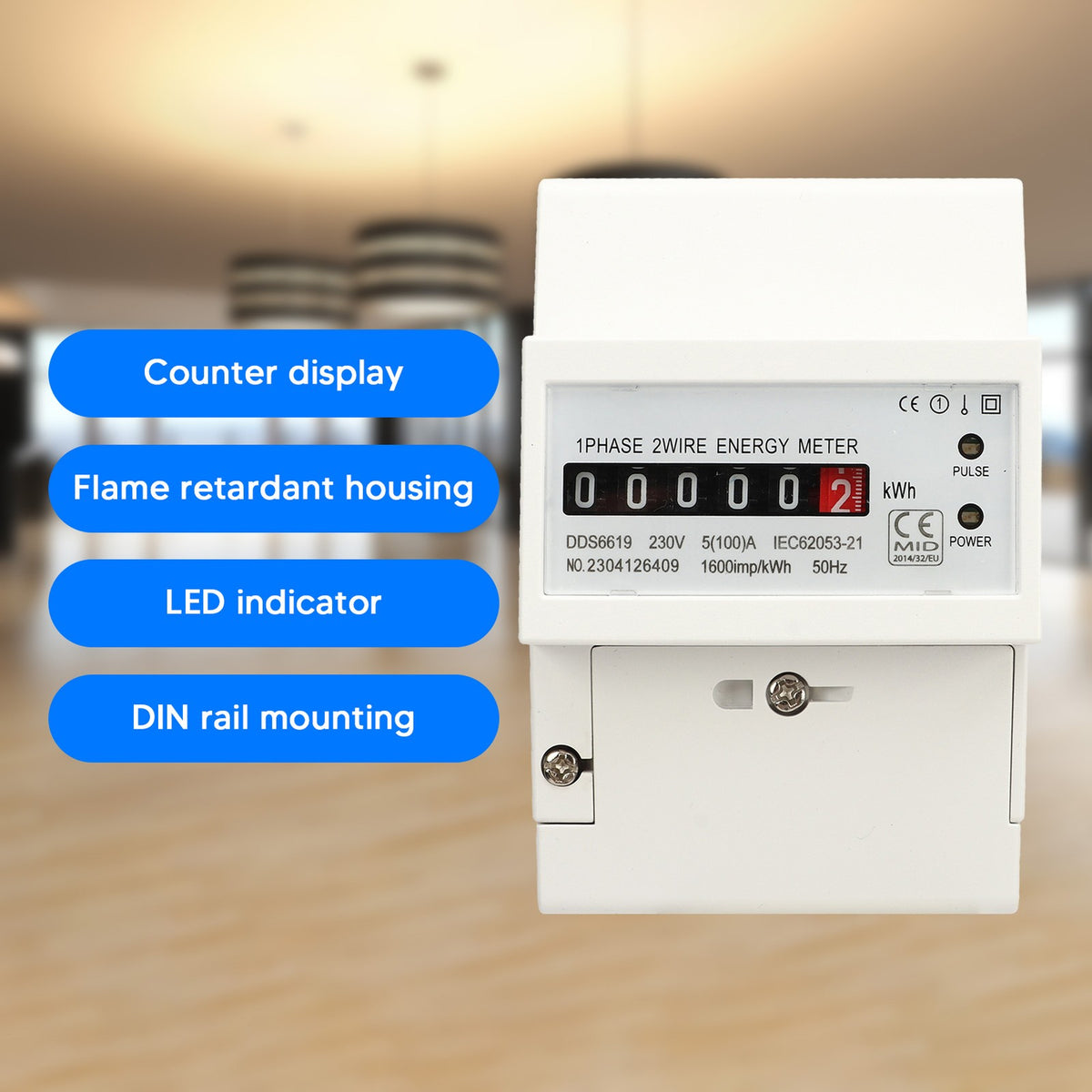 Electricity Meter 230V Grade1 Single Phase Energy Meter Mechanical Counter