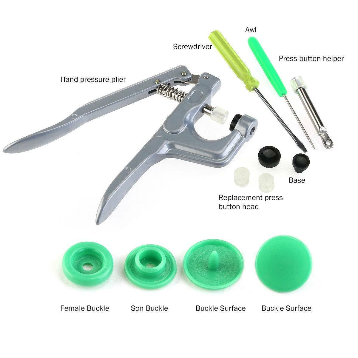 New 24 Colours 360 Sets T5 Plastics Snaps Fasteners KAM Snap Plier Kit