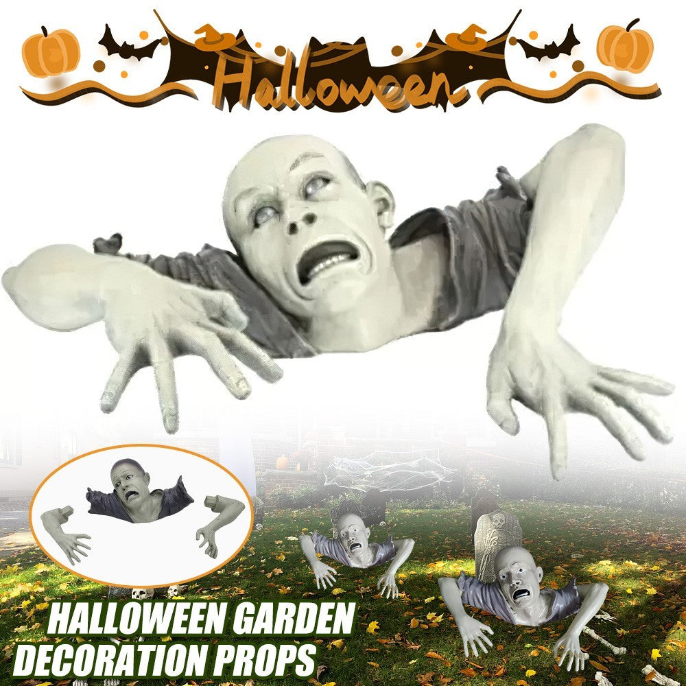 Garden Statue Graveyard Decors Halloween Crawling Zombie Horror Props Outdoor
