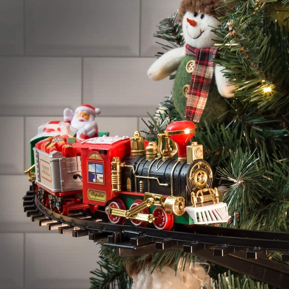 Christmas Tree Train Set Around Tree Lights Musical Battery Operated XMAS Decor