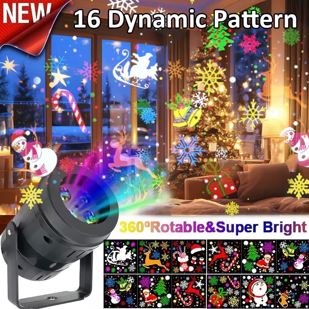 Christmas Projector Lights Rotatable Christmas Decoration Out/Indoor 16 Patterns
