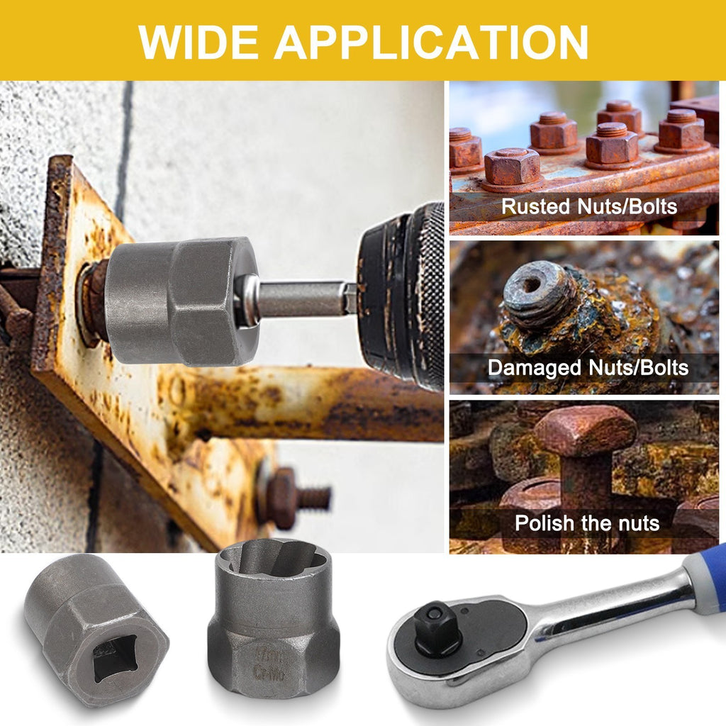14Pcs Socket Set Nut and Bolt Extractor with Reverse Spiral Design for Grip