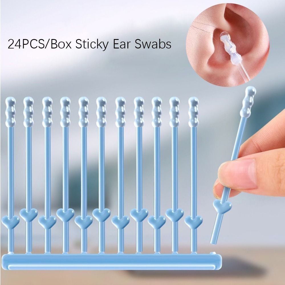 24PCS/Box Ear Cleaner Sticky Ear Swabs Soft Sticky Earwax Remover Stick  Adults