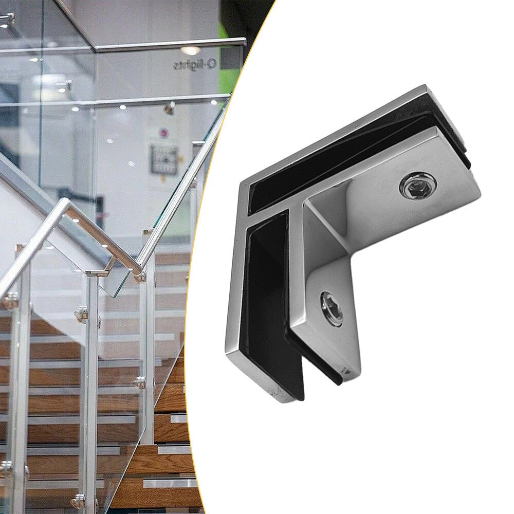 2XStainless Steel 90 Degree Glass Balustrade Stiffener / Clamp 10-12mm - Duplex