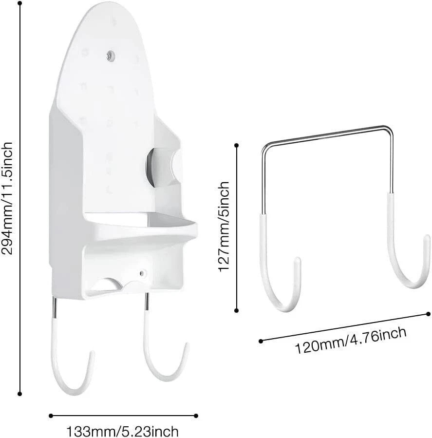 Wall & Door Mount Ironing Board Holder Cupboard Storage Hanger Rack Black/White