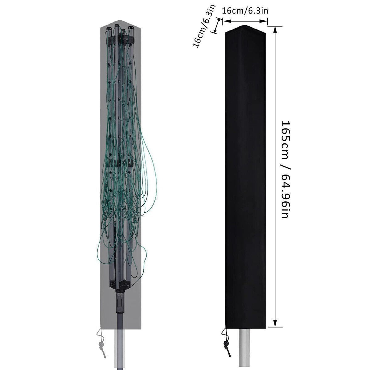 2x Heavy-Duty Waterproof Rotary Washing Line Cover with Zip Airer Protection