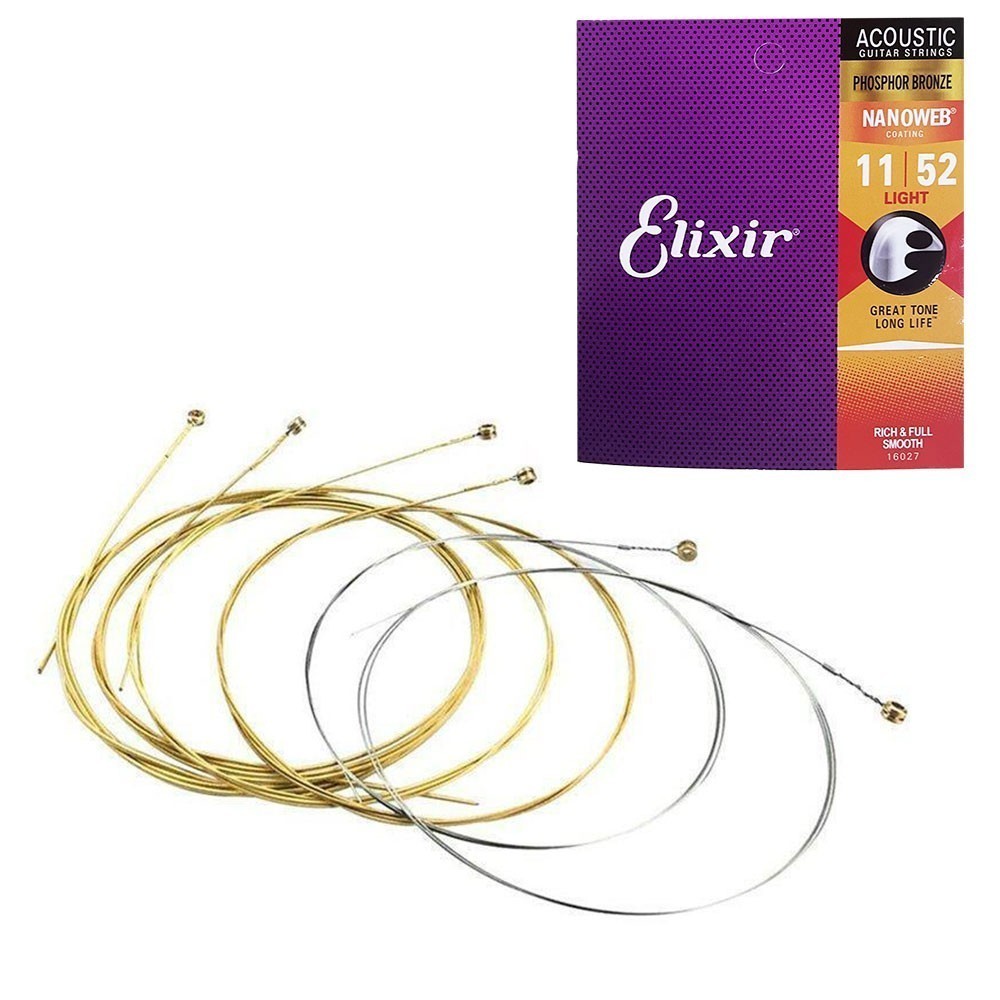 2PACK Elixir Nanoweb Phosphor Bronze 11-52 Acoustic Guitar Strings Light NN3