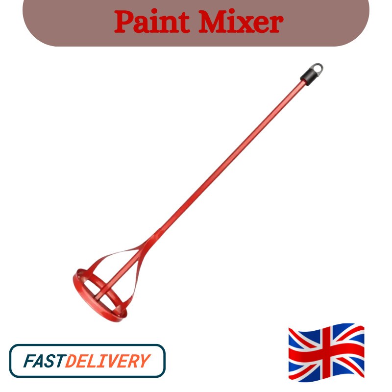 Red Drill Mixer Paddle Paint, Plaster, Cement & Mortar Stirrer Hex Shank Mixing