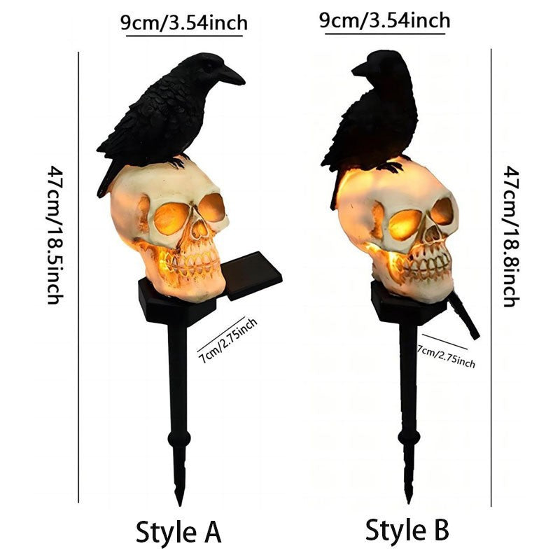 Halloween Solar Crow LED Light Skull Skeleton Lawn Light Ghost Decor Garden Yard