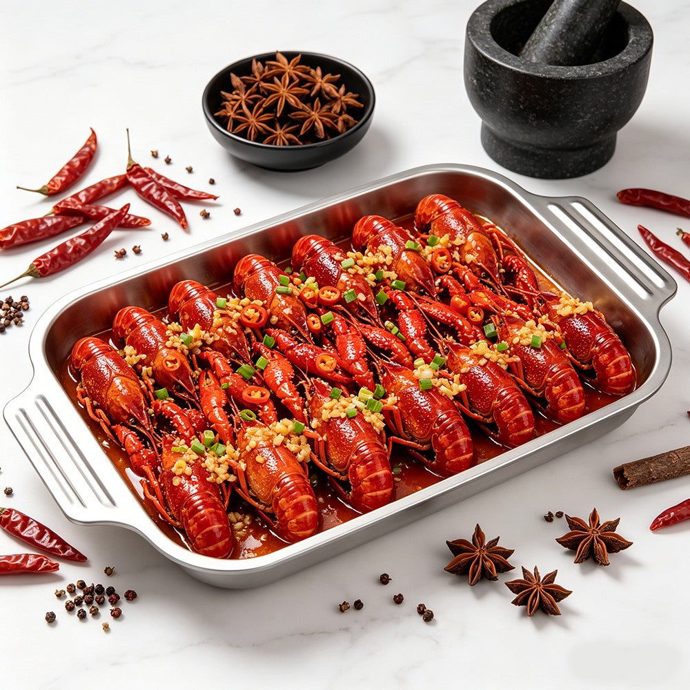 Stainless Steel Baking Tray With Lid Food Storage Pan Dish Oven Tray Container