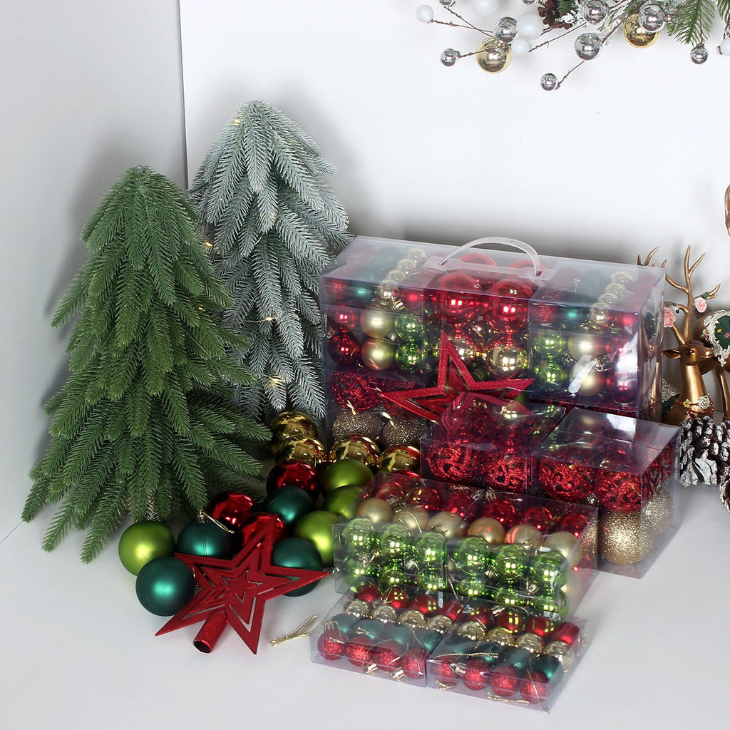 100 Christmas Baubles Tree Hanging Balls Xmas Party Beads Ornament Mixed Sizes
