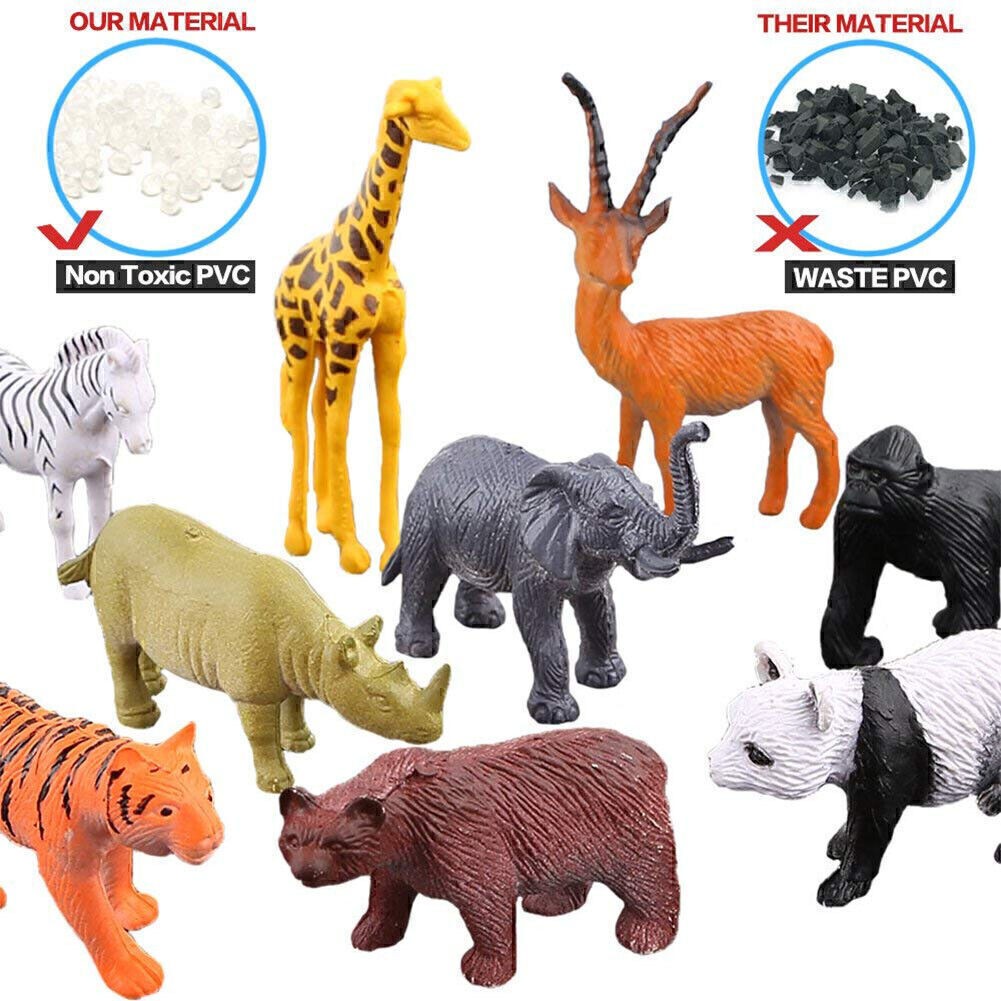 53 Pieces Zoo Animals Playset Mini Wild Animal Figures for Holiday Gift Kids