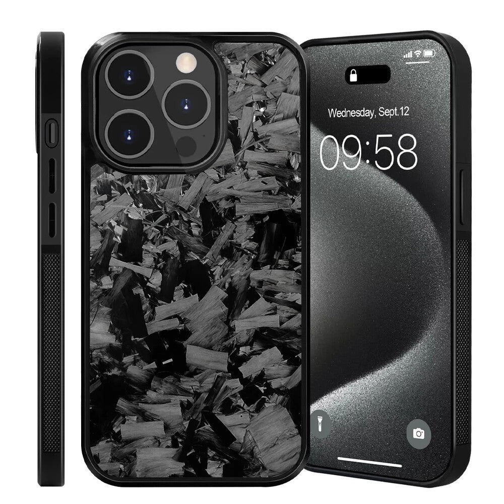Glossy Forged Carbon Fiber Case for iPhone 16 Pro Max 15 14 Magsafe Armor Cover