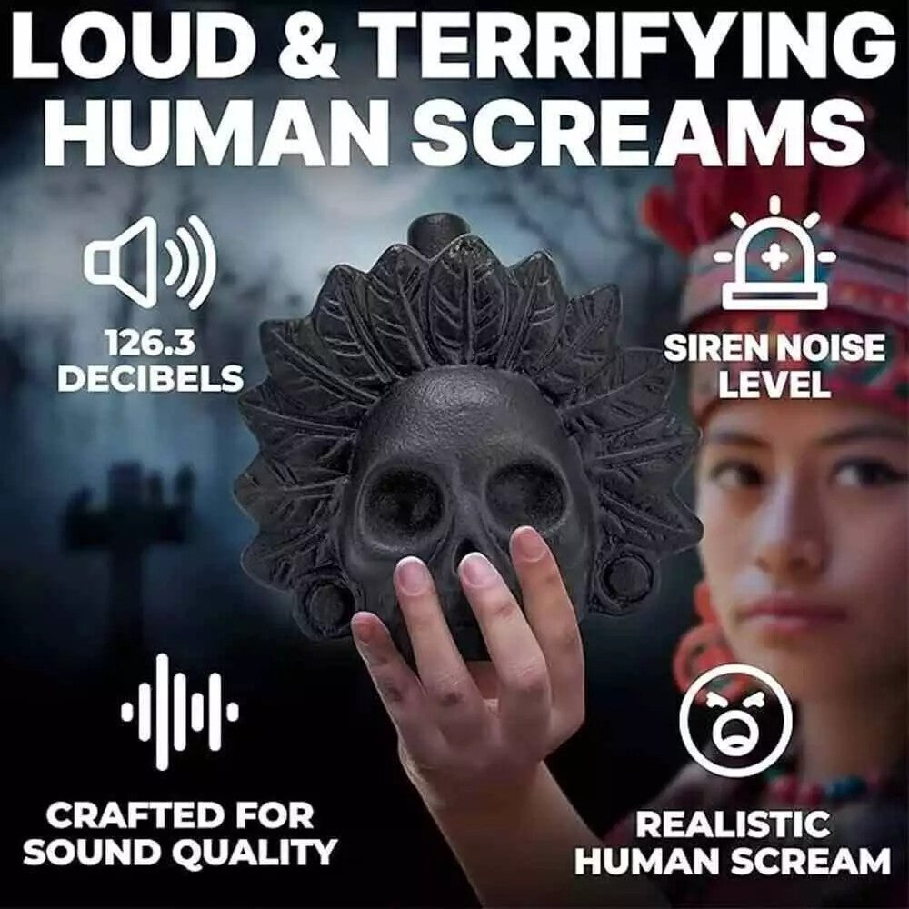 Handcrafted Aztec Death Whistle: 125+ Decibels of Terrifying Sound for Gifting