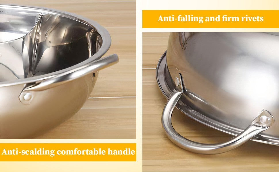 Stainless Steel Shabu Shabu Pot Divided Hot Pot for Camping Household Home