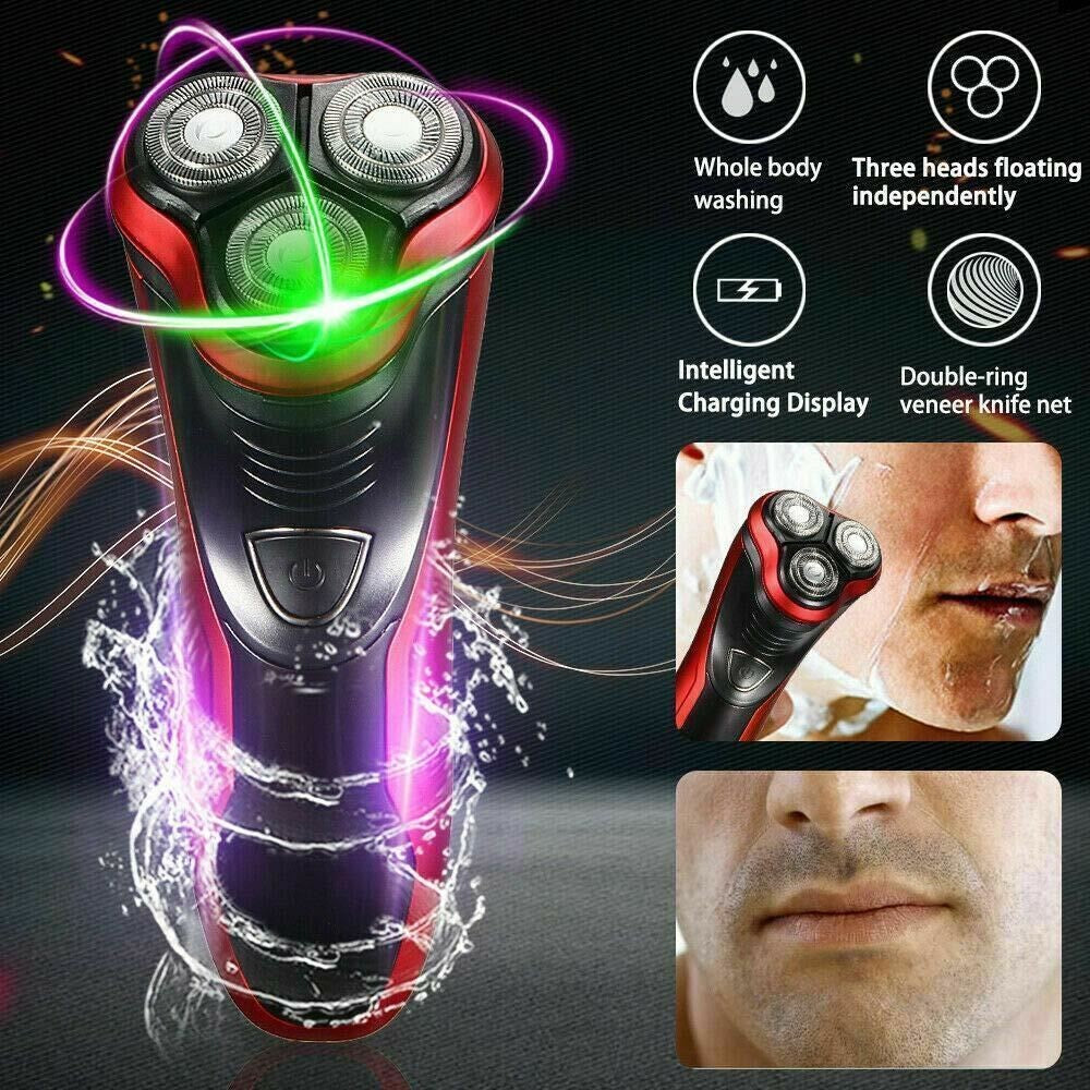 ELECTRIC SHAVER WET DRY ROTARY SHAVING RAZOR WITH POP-UP TRIMMER MENS UK
