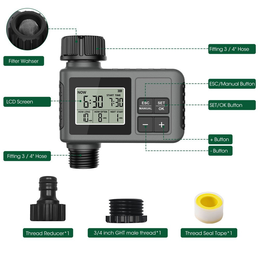 Automatic Water Timer Irrigation Watering System Sprinkler Garden Programmer Set