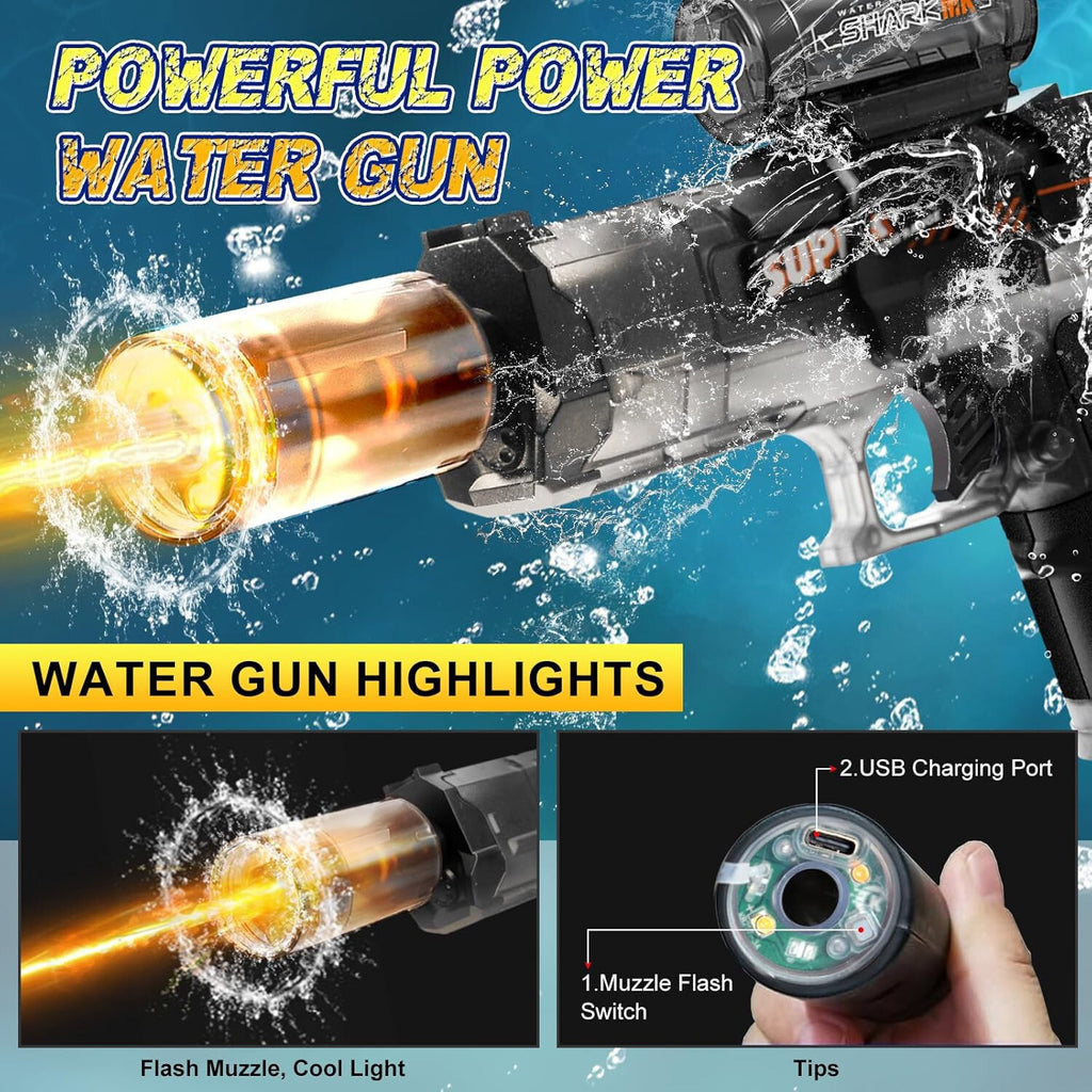 27cm Electric Water Gun Squirt Pistol LED Kids Toy Outdoor Garden Summer Fun UK