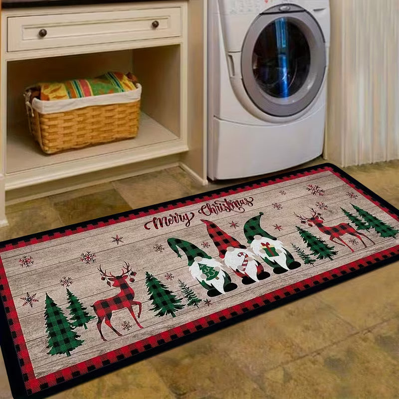 1/2pcs Christmas Kitchen Floor Mat Rug Non Slip Carpet Entrance Mat Rug Decor