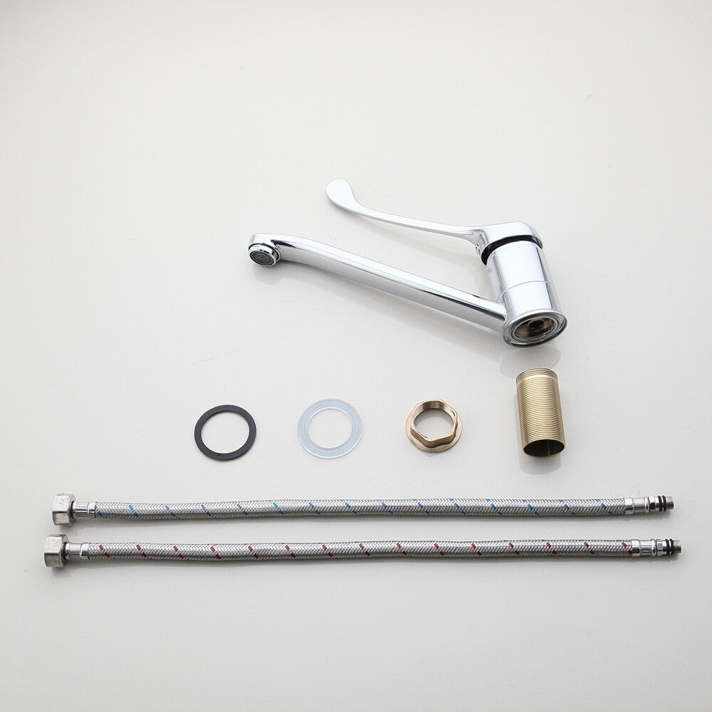 Hospital Medical Faucet Long Handle Single Hole Mixer Faucet Arm Touch Wash Taps