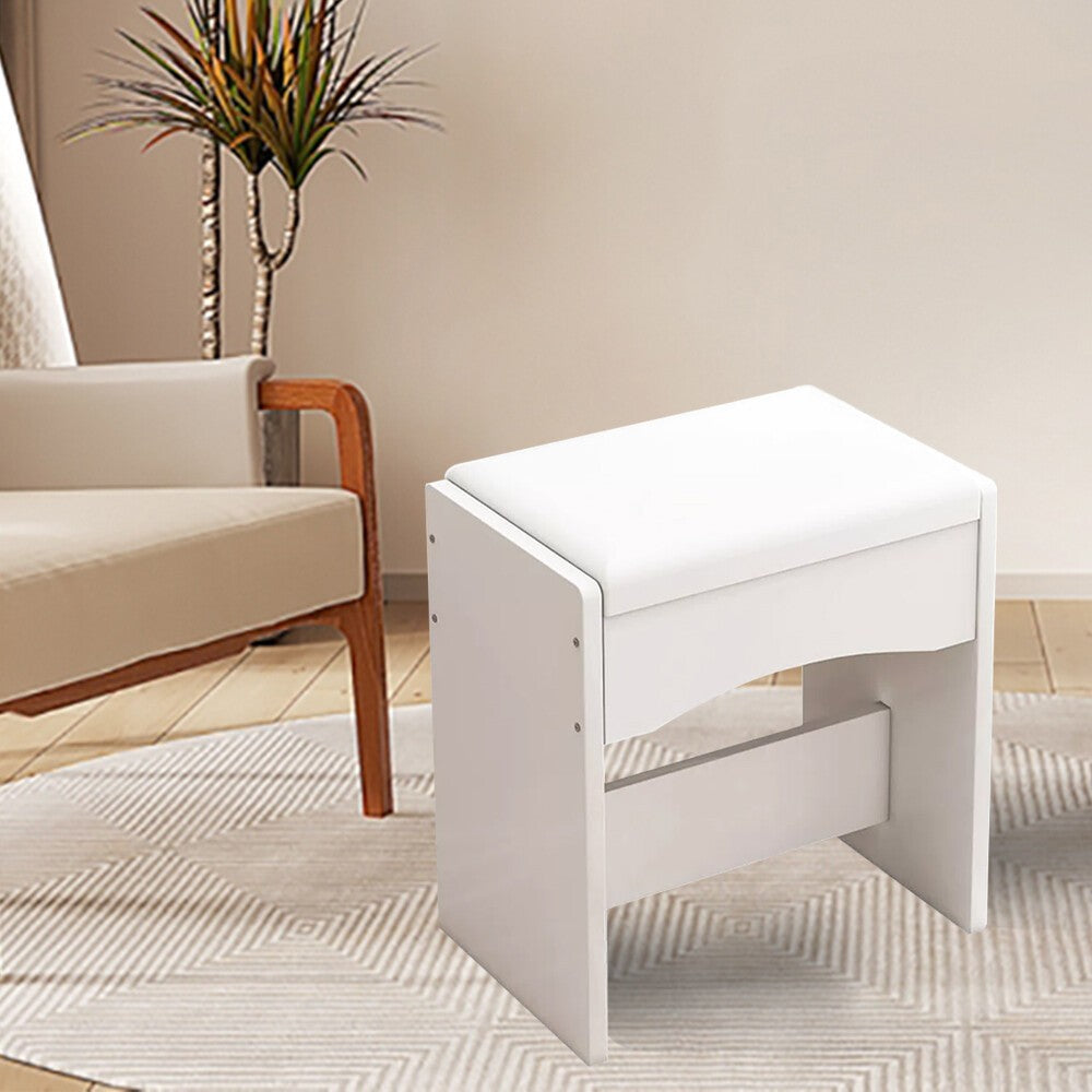 Mondeer White Dressing Table Stool Makeup Chair Soft Padded Cushion Piano Seat