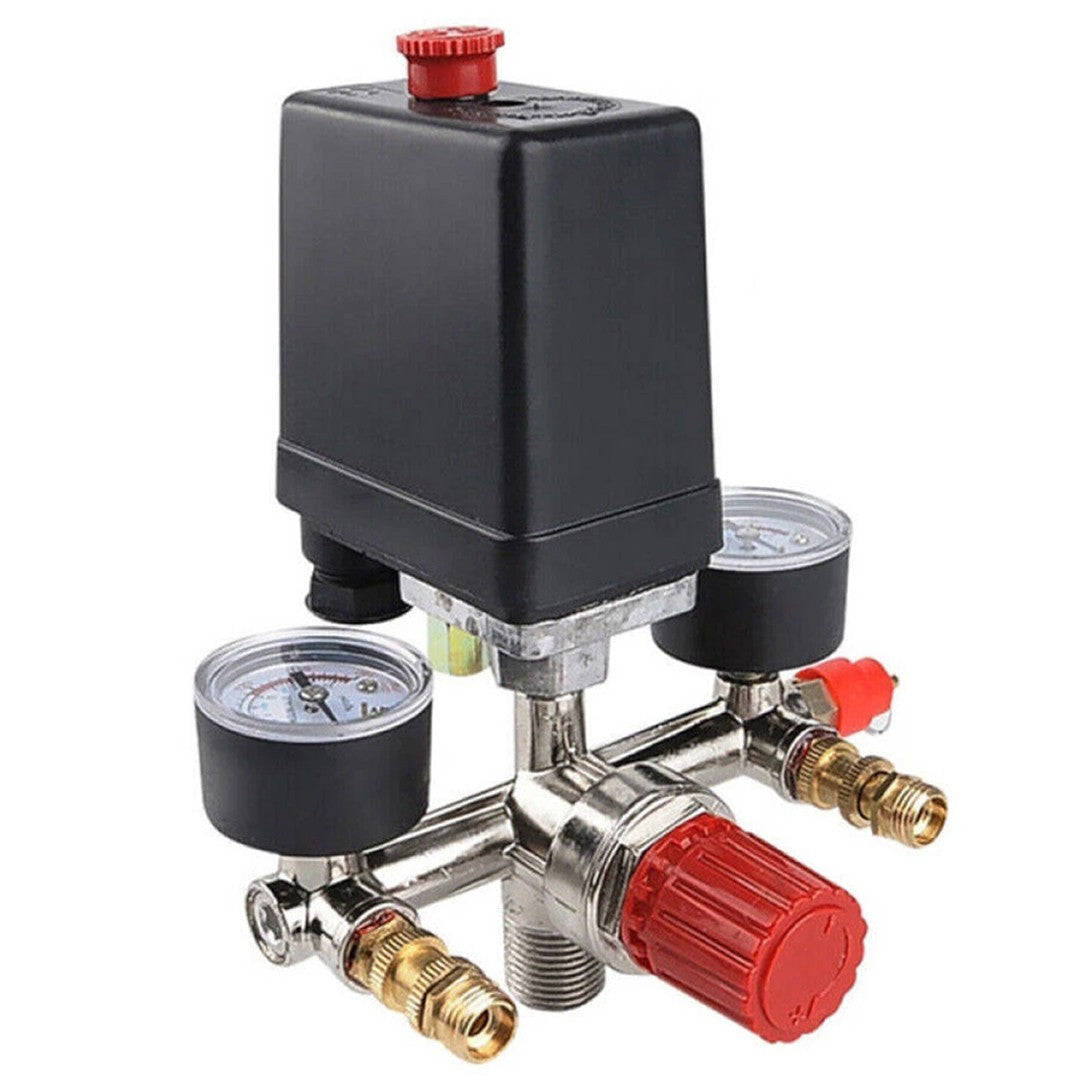230V Pressure Switch Air Valve Manifold Compressor Control Regulator Gauges Tool