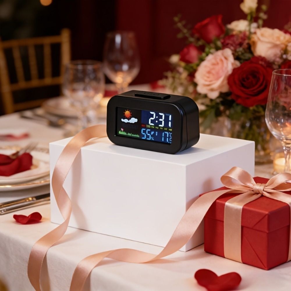 Weather Forecast Digital Alarm Clock W/ Backlight Temperature Humidity LED Clock