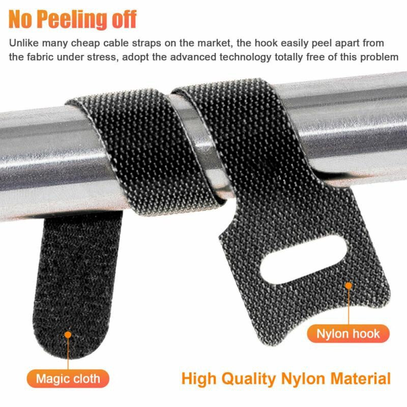 100xReusable Ties Velcros Hook and Loop Fastener Tape Ties Straps 150mm Color