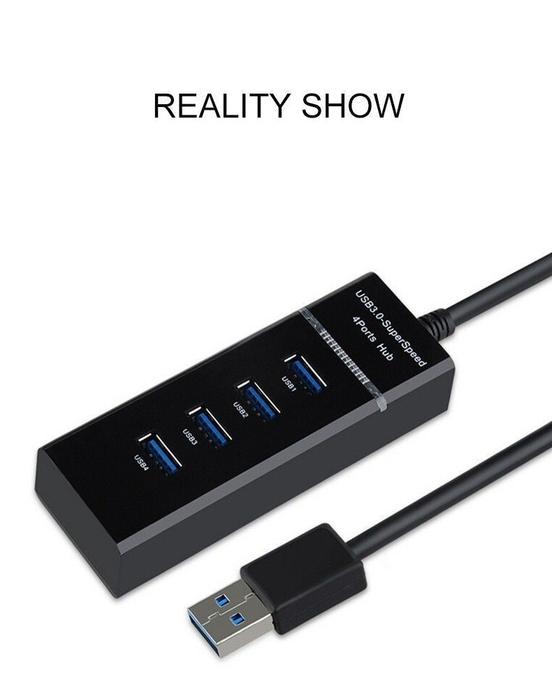 High Speed 4 Port USB 3.0 Multi Hub Splitter Expansion Desktop Laptop PC Adapter
