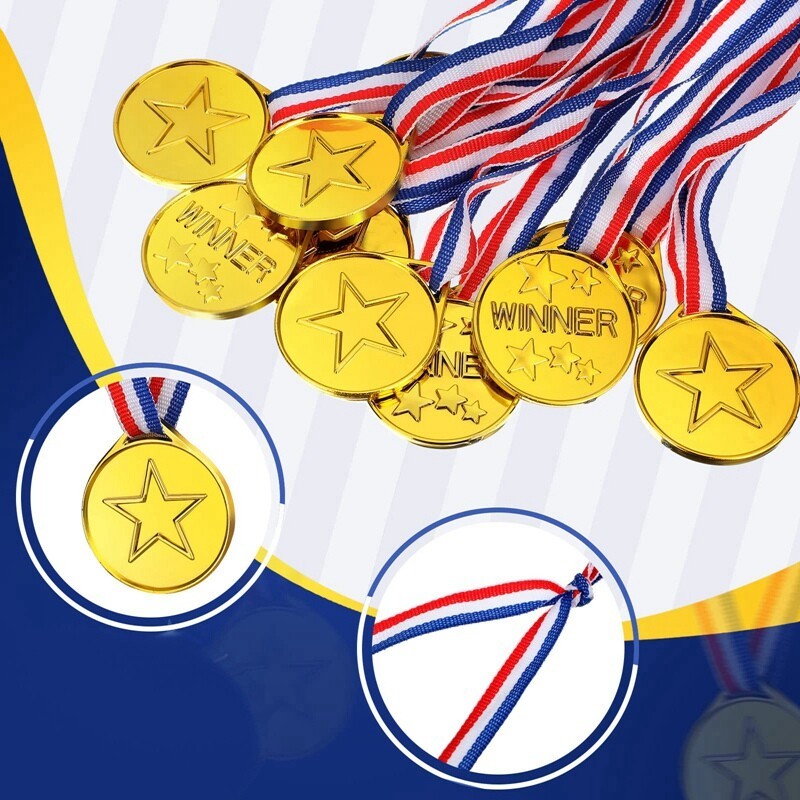Plastic Gold Medals Winner Sports Kids Sports Party Bag Filler Awards Toys 100pc
