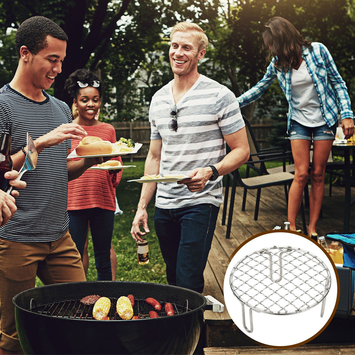 6.5 Inch Round Cooking Rack, Stainless Steel BBQ Grill Baking Rack with Legs