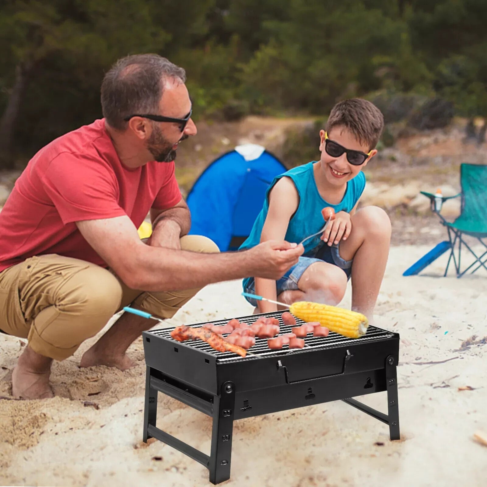 Portable Folding Charcoal BBQ Barbecue Camping Grill Travel Picnic Outdoor UK