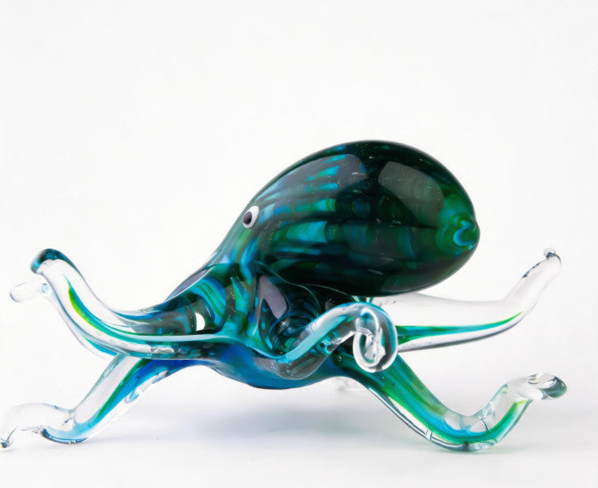 Hand-Blown Glass Octopus Figurine Tabletop Decoration Ornament