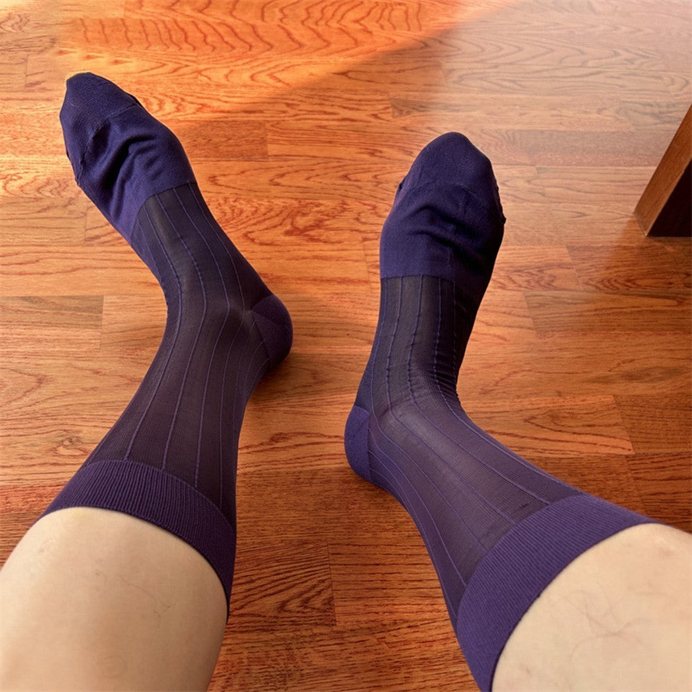 Men's Ultra Thin Sheer Socks 80% Polyamide 20% Spandex for Formal Dress Wear