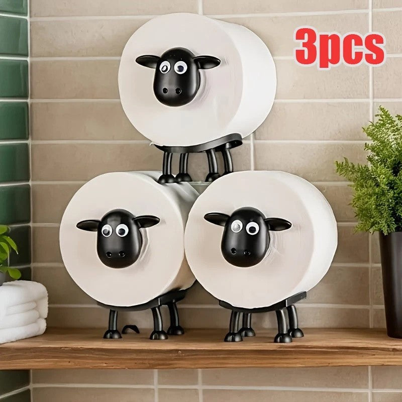 3PCS FUNNY SHEEP TOILET PAPER HOLDER QUIRKY BATHROOM DECOR LOO ROLL STORAGE UK🔥