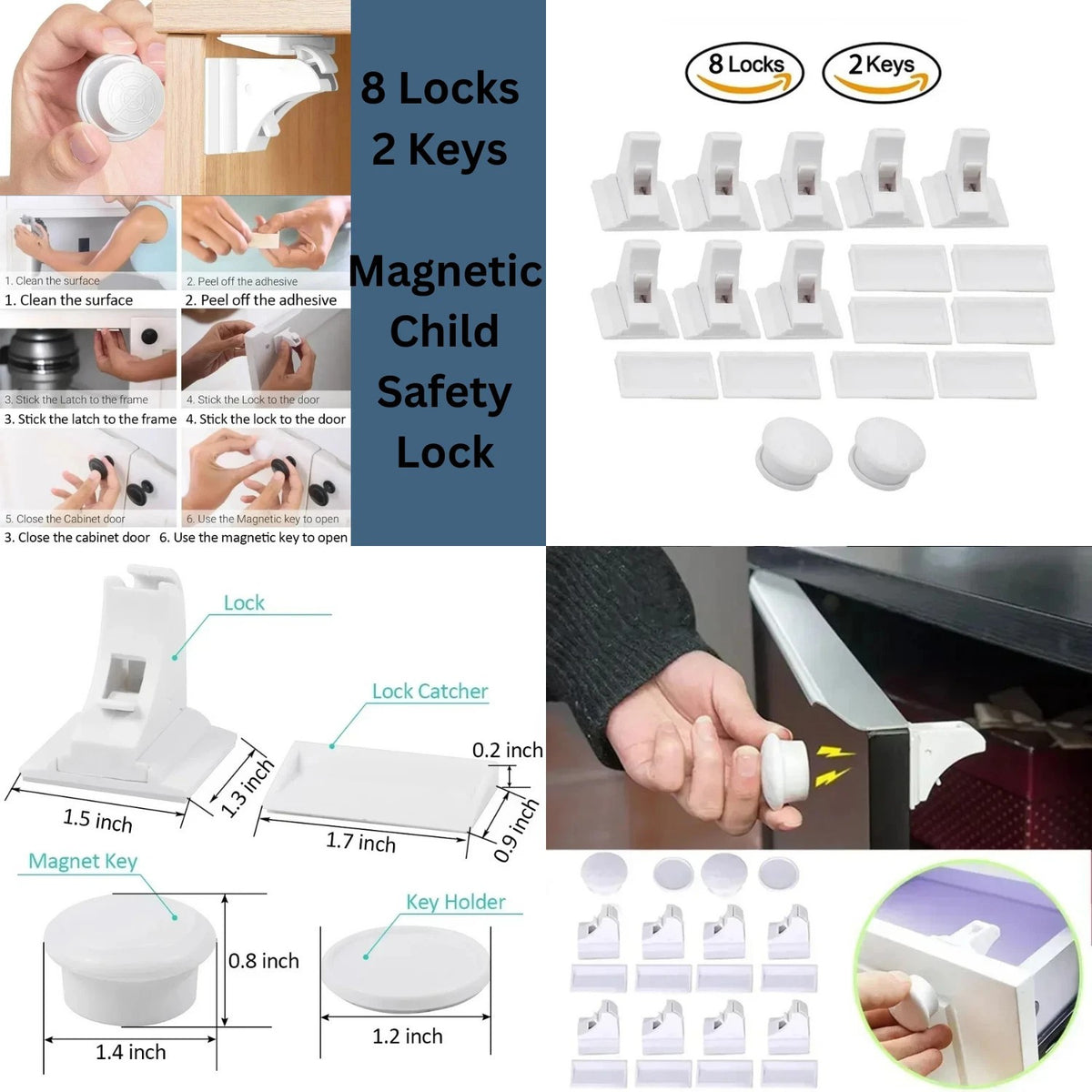 Invisible Magnetic Safety Lock Baby Child Pet Proof Cupboard Cabinet DrawerLatch