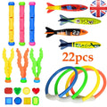 22x Underwater Diving Toys Dive Ring/Torpedo/Sticks Swimming Pool Toy Game Kids
