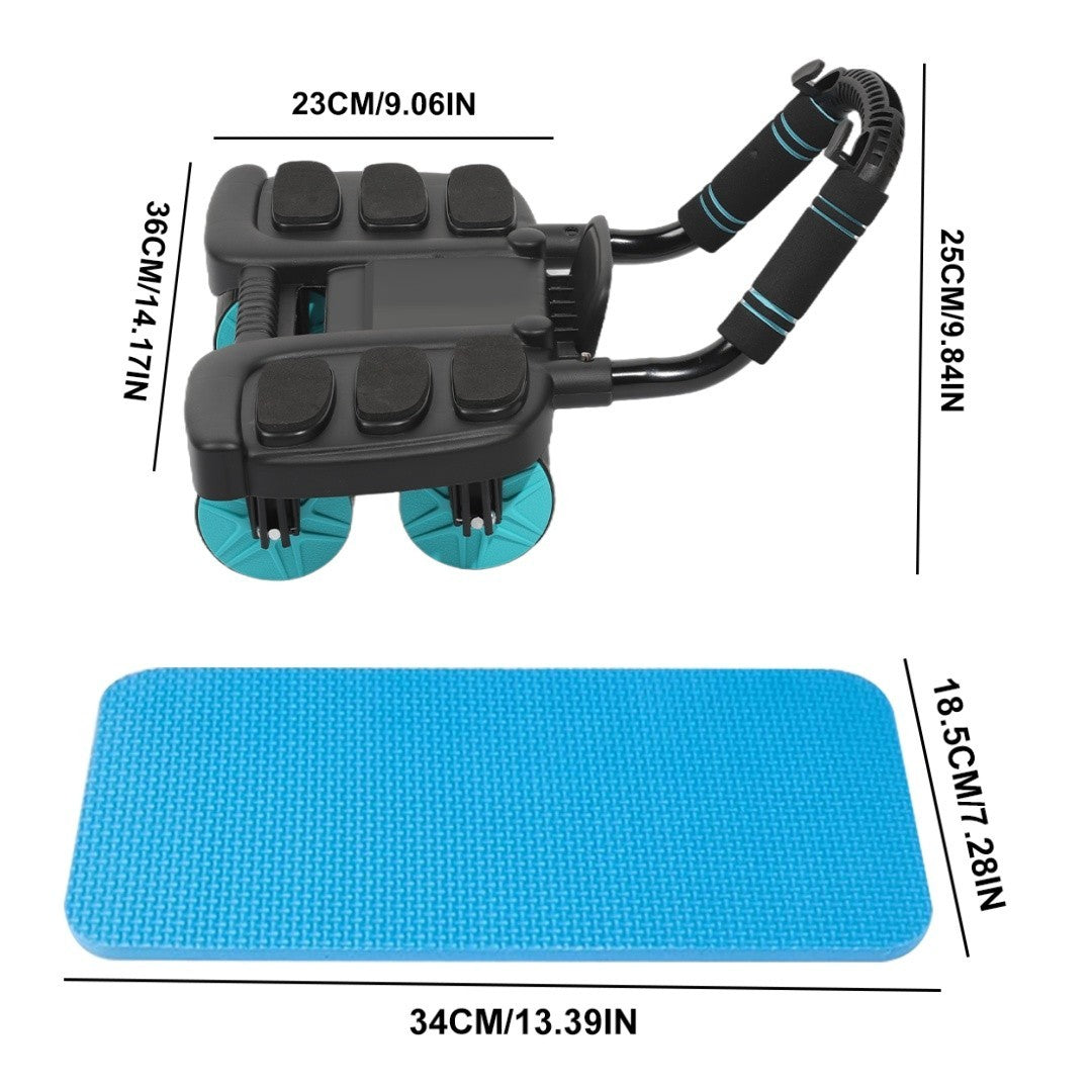 Abdominal Wheel Roller with Elbow Support Automatic Rebound 4 Wheels Workout Gym