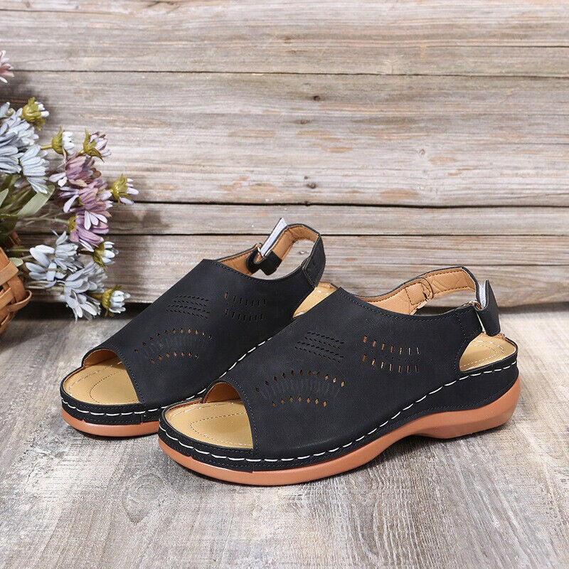 Womens Ladies Casual Comfy Sandals Low Wedge Shoes Mules Flat Flip Flops UK