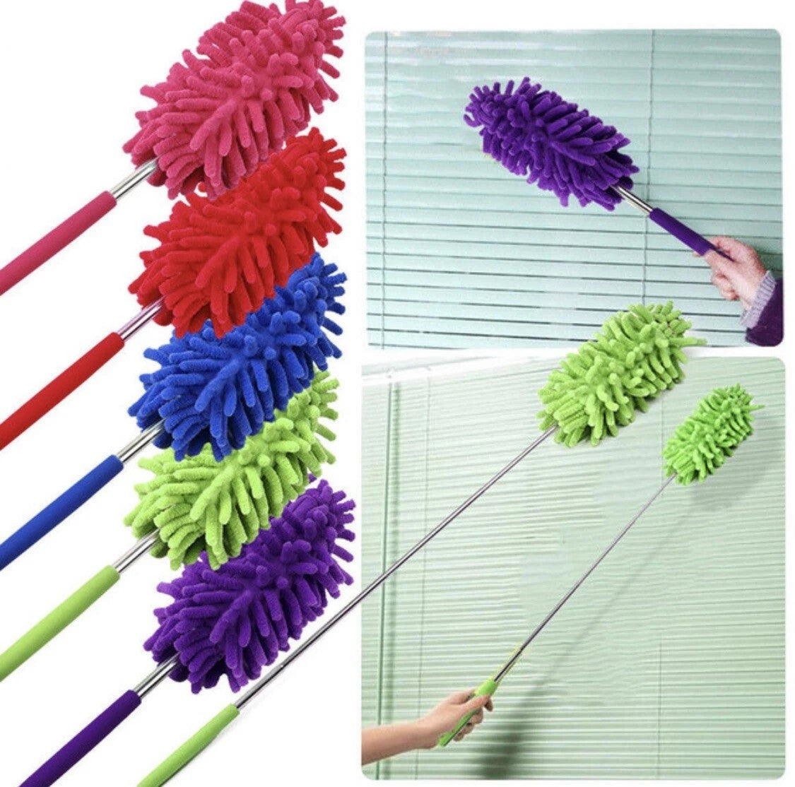 TELESCOPIC MAGIC MICROFIBRE CLEANING FEATHER DUSTER EXTENDING BRUSH EXTENDABLE