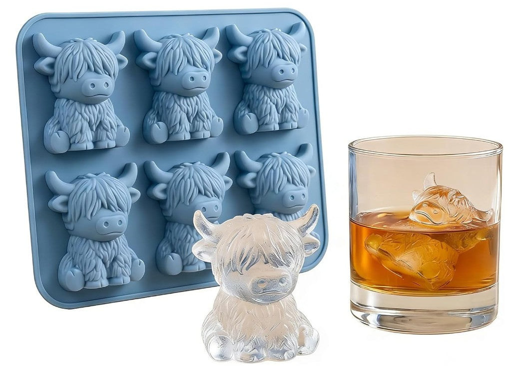 3D Highland Cow Ice Cube Tray Silicone Ice Ball Maker Mold for Whiskey Cocktails