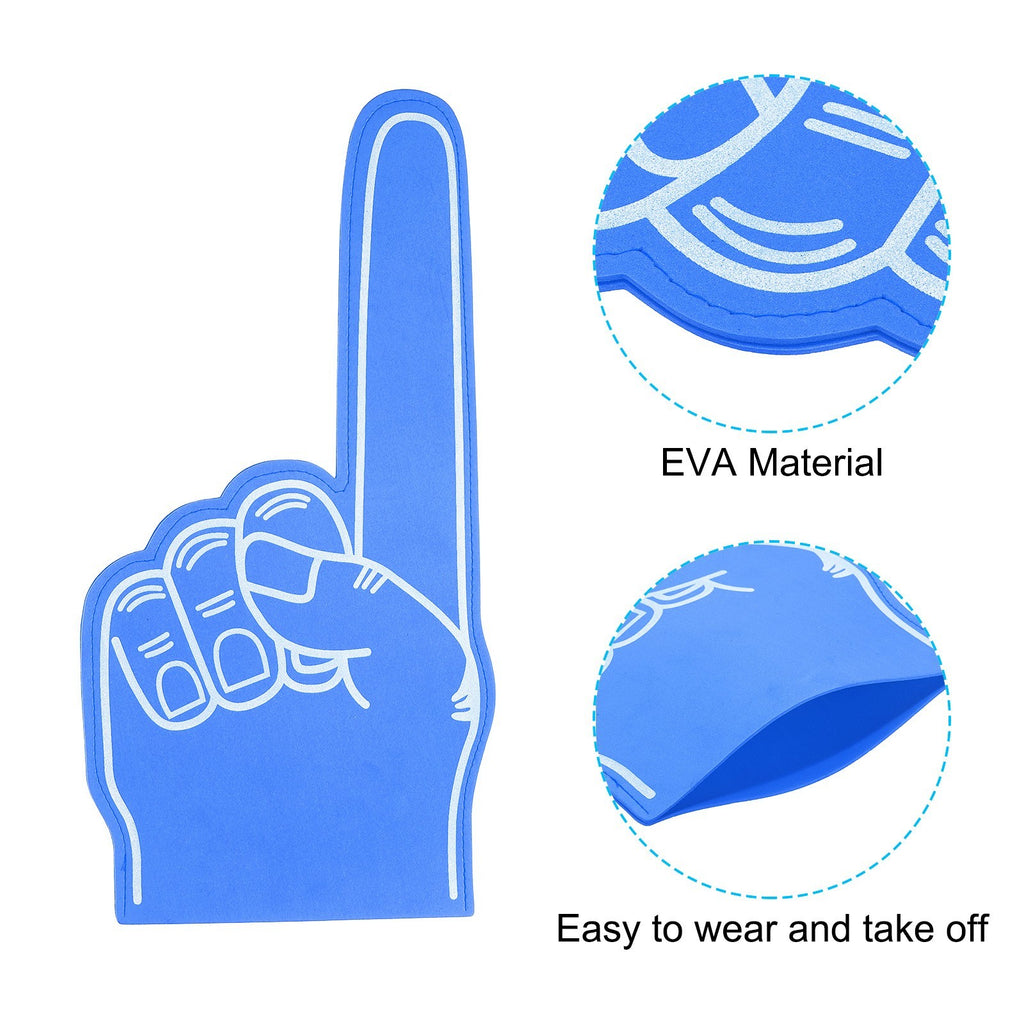 4 Pcs Foam Finger 18 Inch, Number 1 DIY Blank Foam Hand Cheerleading, Blue