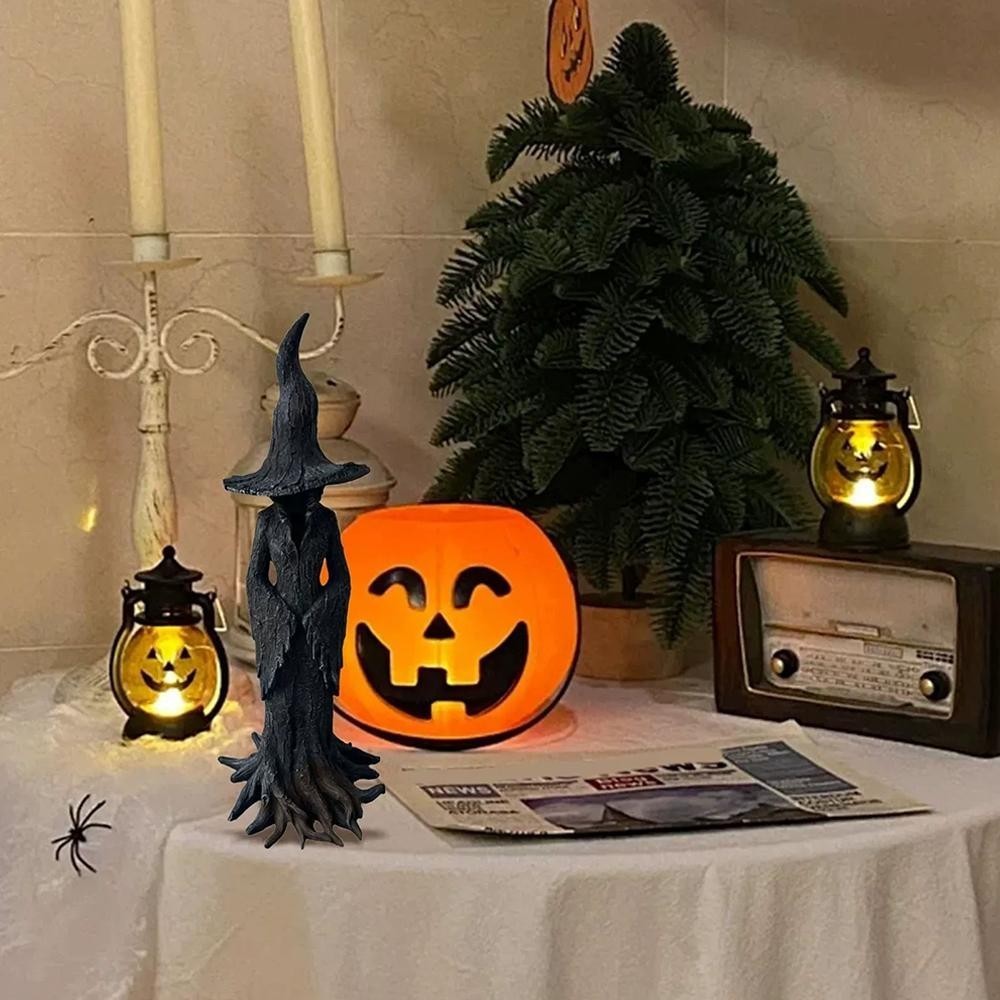 Witch Statue Resin Craft Desktop Decoration Halloween Ornament Home Decoration