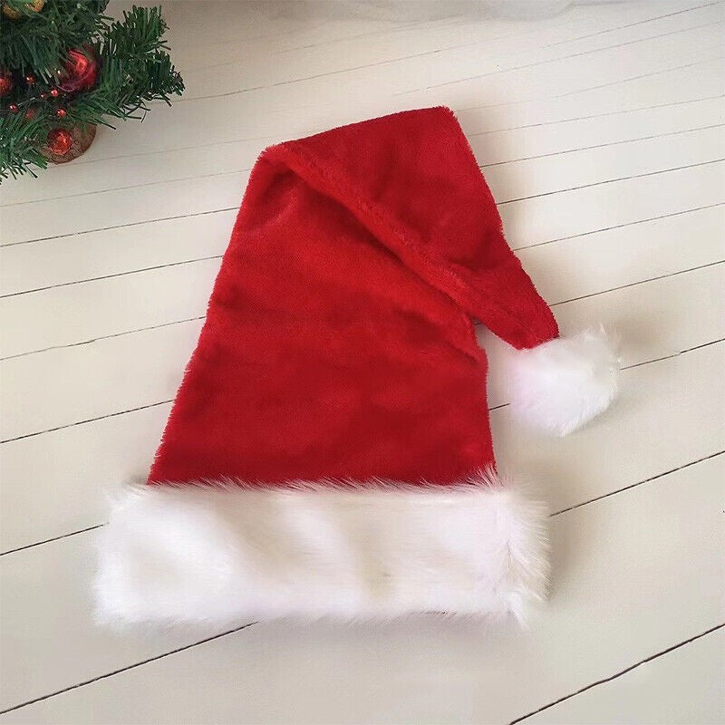 Plush Long Claus Cap New Christmas Hat Pompom Adult Long Santa Costume Xmas