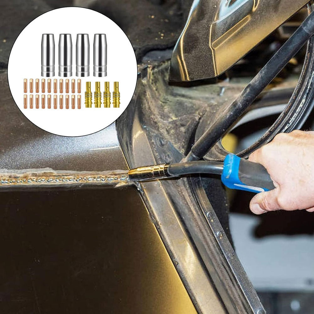 MB15 MIG WELDING CONSUMABLES KIT TORCH CONTACT TIPS NOZZLE SHROUD 15AK 28pcs