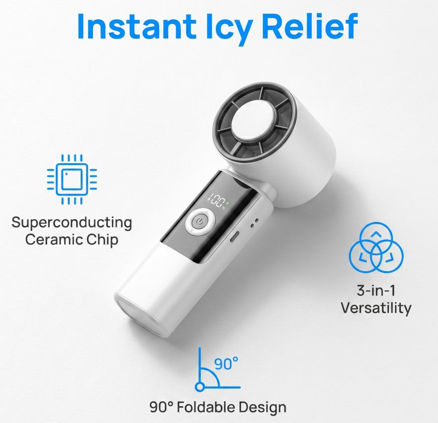Turbo Handheld Fan Rechargeable Portable Electric Fan Ice Cooling Mini Hand held