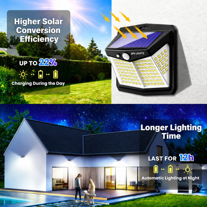 2PK Solar Wall Lights PIR Motion Sensor 128 LED Outdoor Garden Security Lamp